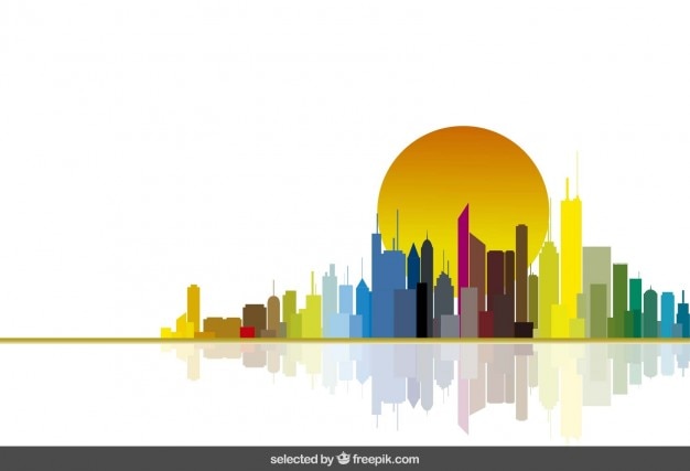 Vector gratuito horizonte colorido de la ciudad