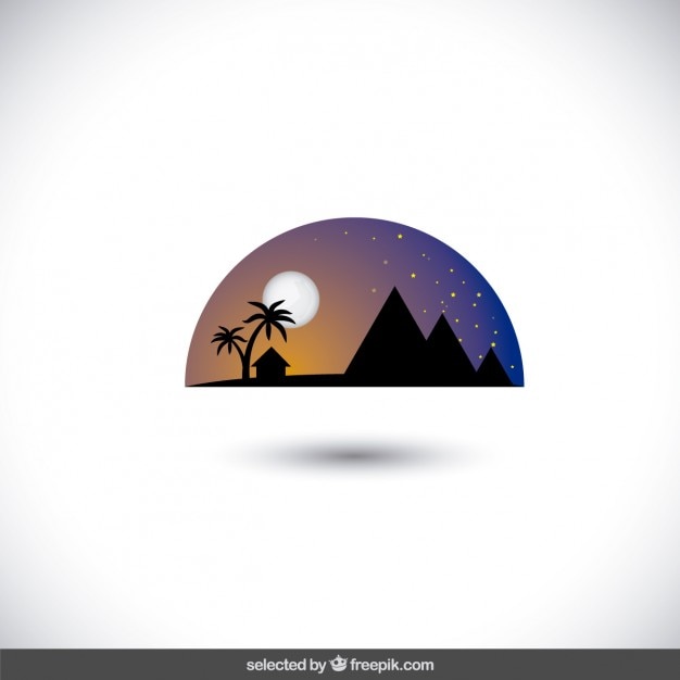 Vector gratuito horizonte egipto al anochecer