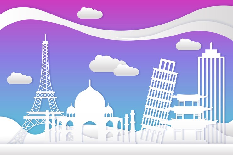 Vector gratuito horizonte de hitos en concepto de estilo de papel