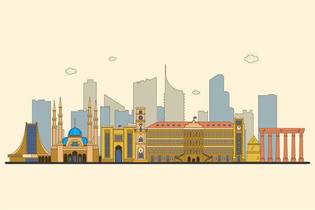 Horizonte de líbano de diseño plano
