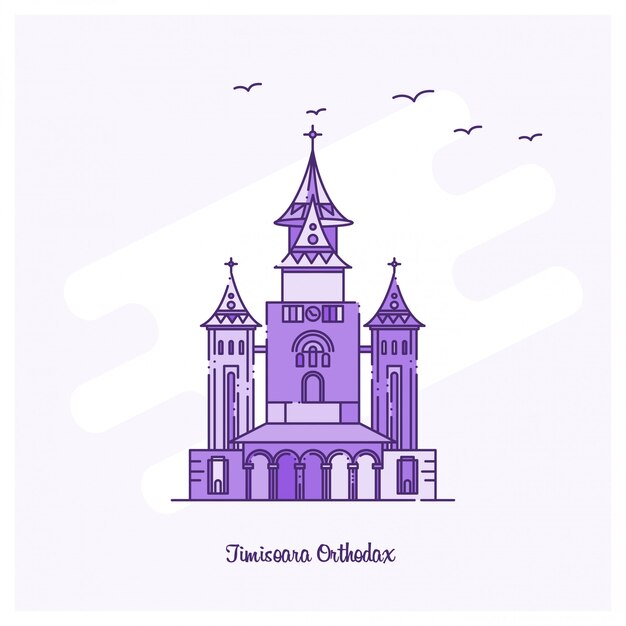 Horizonte de TIMISOARA ORTHODAX Landmark Purple Dotted Line