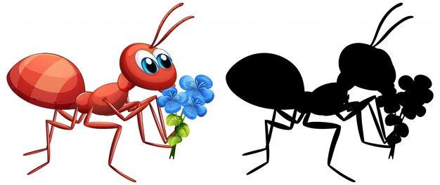Hormiga con conjunto de flores