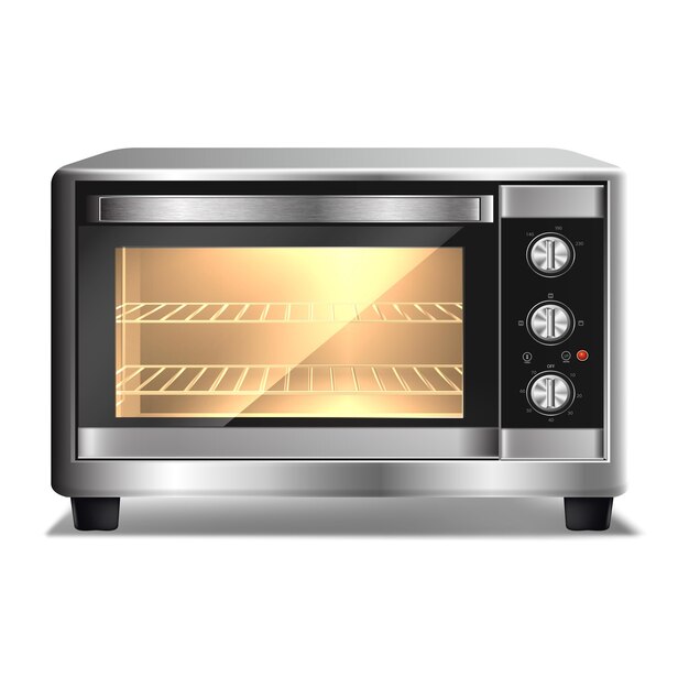 Horno de microondas con luz interior aislado sobre fondo blanco Electrodomésticos de cocina