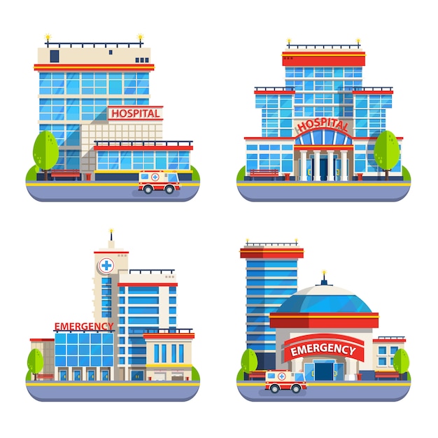 Vector gratuito hospital iconos planos aislados