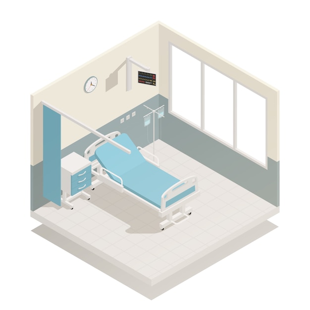 Vector gratuito hospital ward equipment isometric