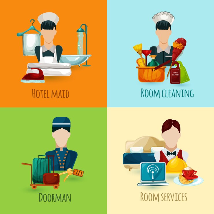 Vector gratuito hotel maid set