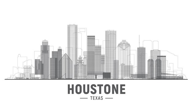 Houston Texas línea ciudad vector ilustración Principales edificios panorama turismo e imagen de negocios con el horizonte de la ciudad de Houston