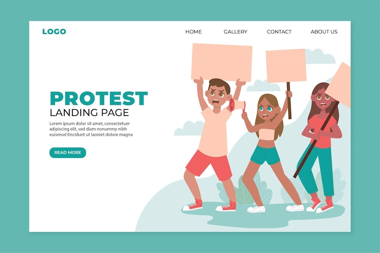 Vector gratuito huelga de protesta - página de inicio