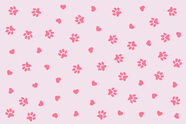 Huella de pata de perro o gato con diseño de patrón de corazón