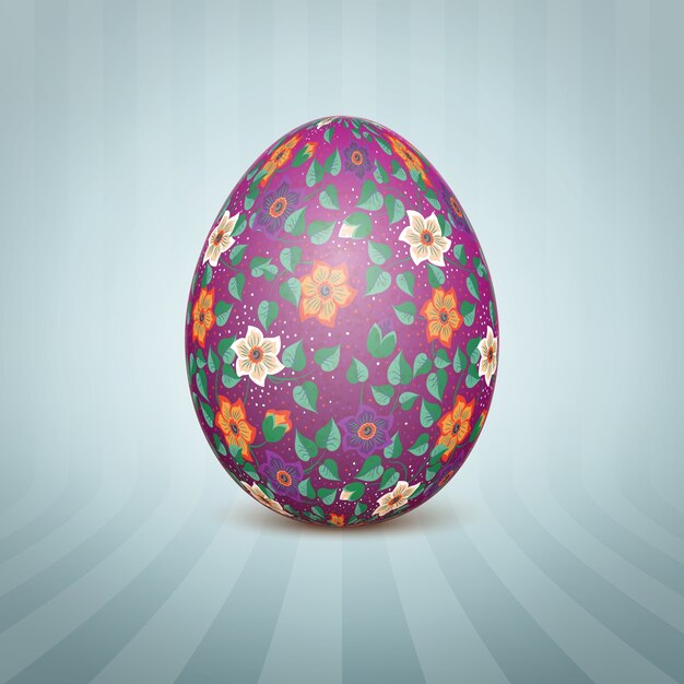 El huevo de Pascua con un adorno de patrón floral