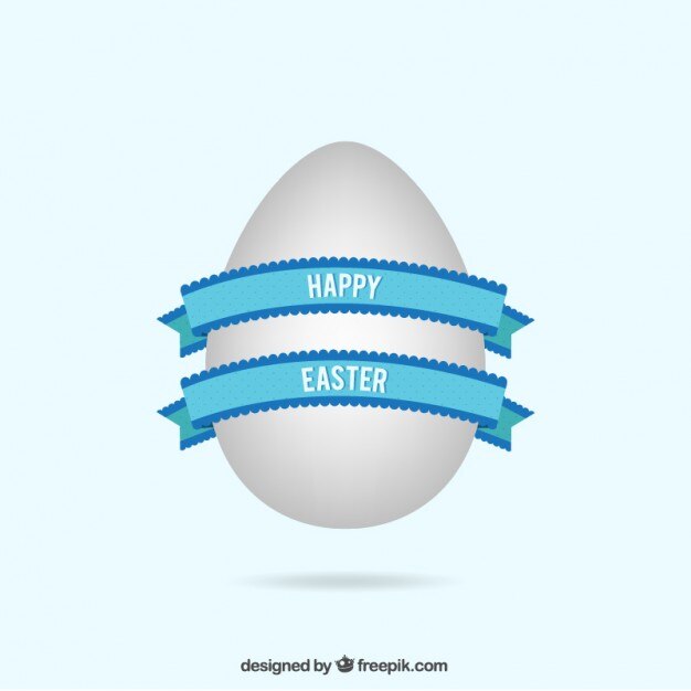 Huevo de Pascua con la cinta azul