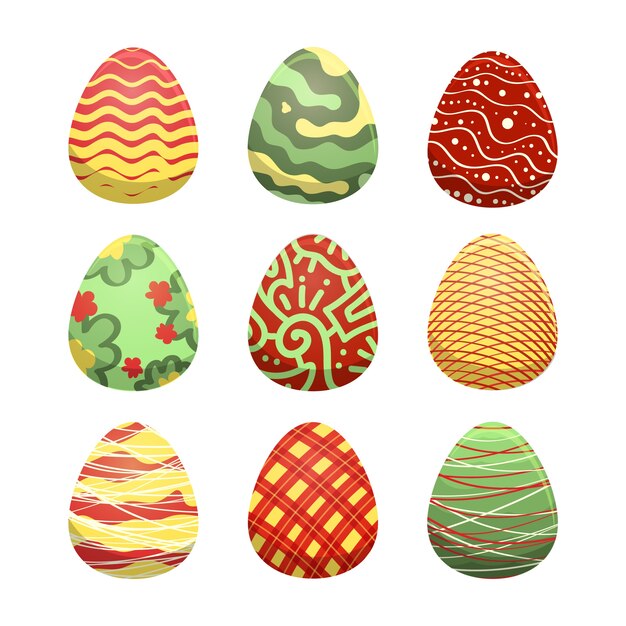 Huevo de pascua de colección dibujada a mano