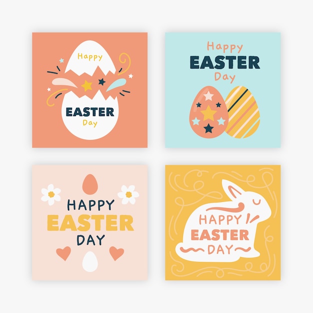 Vector gratuito huevos y conejos pascua instagram post collection