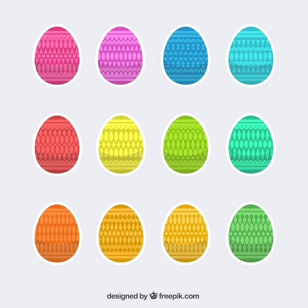 Vector gratuito huevos ornamentales coloridos para el día de pascua