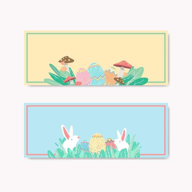 Huevos de pascua cazan festival banner vector