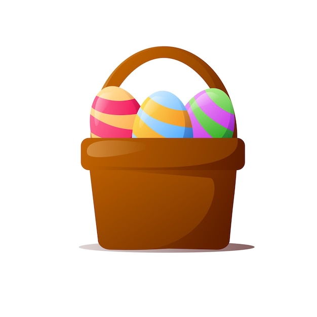 Vector gratuito huevos de pascua en una cesta