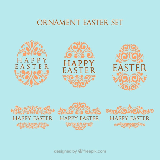 Vector gratuito huevos de pascua ornamento vintage y divisores