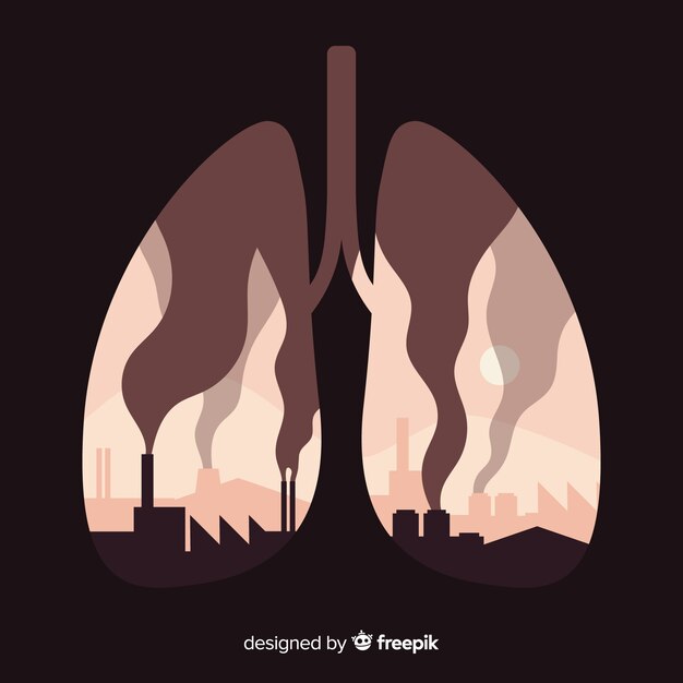 Humos y fábricas dentro de unos pulmones