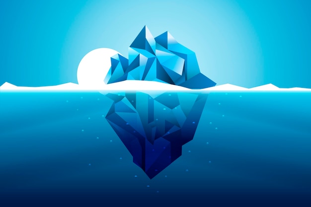 Iceberg de diseño plano con sol