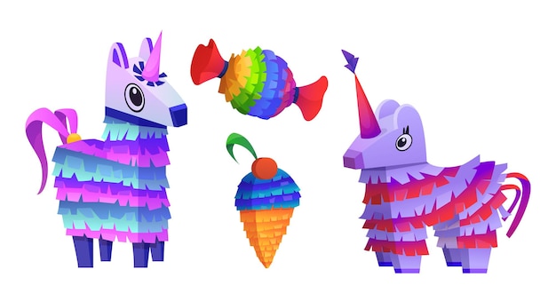 Vector gratuito icon de juego de pinata mexicana para el vector de la fiesta de cumpleaños