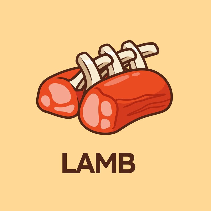 Vector gratuito icon vector de dibujos animados de carne de cordero ilustración icon objeto de alimentos vector plano aislado