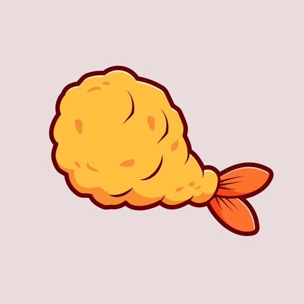 Icon Vector de dibujos animados de comida de Furai Ilustración de alimento Icon Objeto Icones planos aislados de Ebi