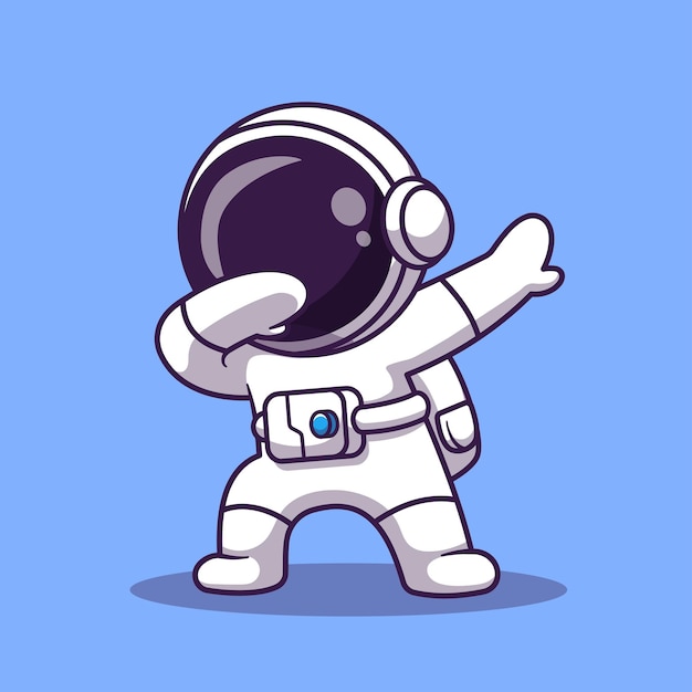 Icon de vector de dibujos animados Dabbing Cute Astronaut Ilustración Ciencia Tecnología Vector plano aislado