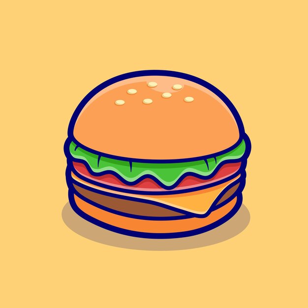Icon Vector de dibujos animados de hamburguesas Ilustración Icon Objeto de alimentos Vector plano aislado