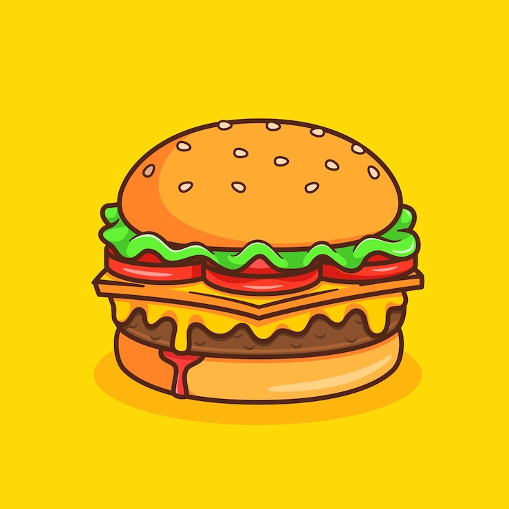 Vector gratuito icon vector de dibujos animados de hamburguesas ilustración icon objeto de alimentos vector plano aislado