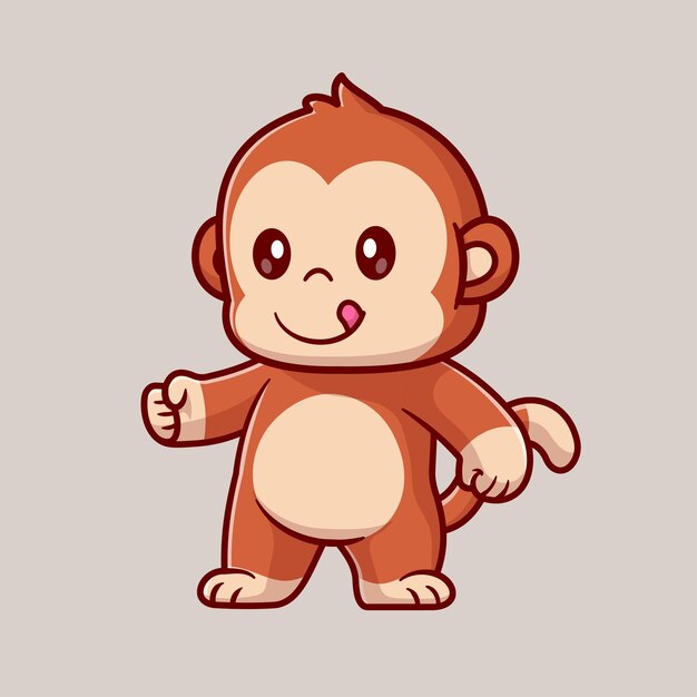 Icon de vector de dibujos animados con la mano de mono lindo Ilustración Icon de naturaleza animal Icon de vector plano aislado