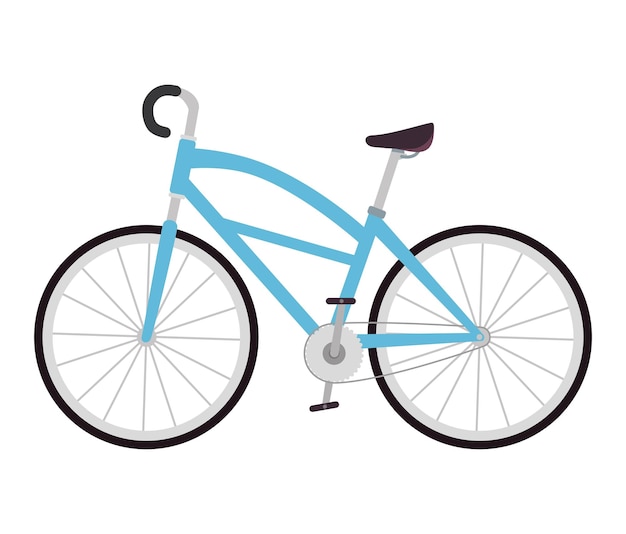 Vector gratuito icona de bicicleta azul en fondo blanco aislada