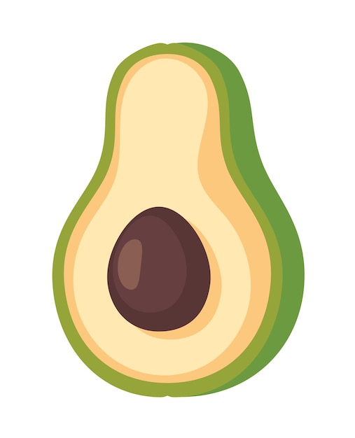 Icono de aguacate verde fresco y maduro aislado
