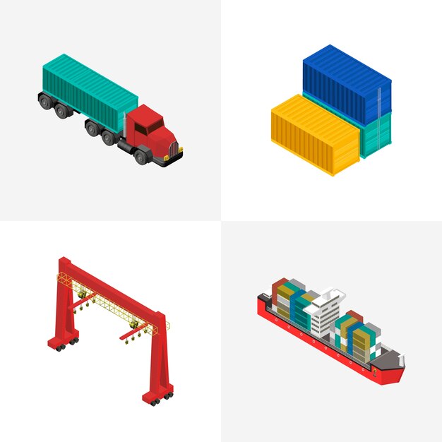 Icono aislado industrial de negocios de logística en el fondo