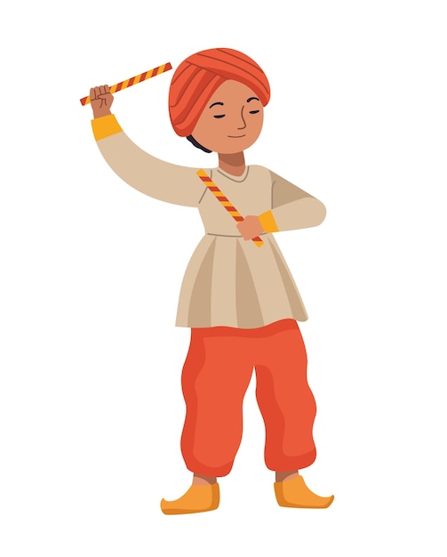 Vector gratuito icono aislado de personaje de bailarina navratri