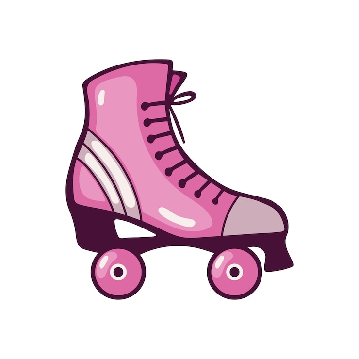 Vector gratuito icono de arte pop de skate rosa vector aislado