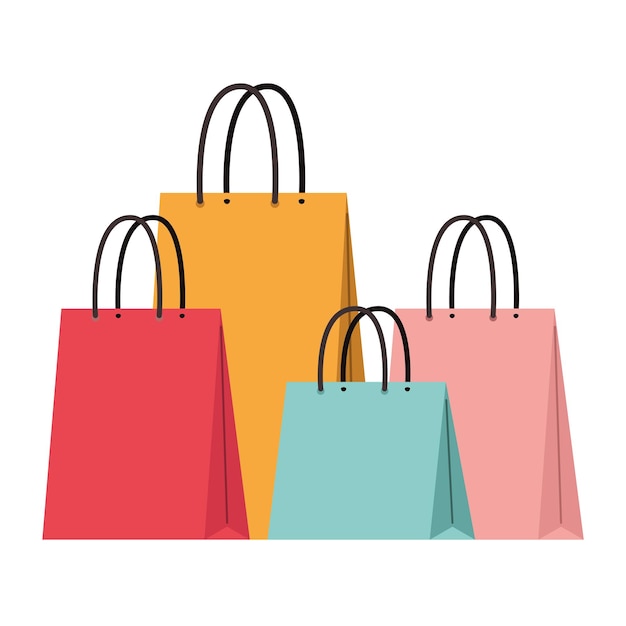 Icono de bolsas de papel de compras aislado