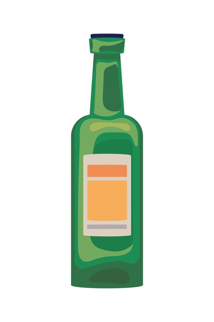 icono de una botella de cerveza con fondo blanco aislado