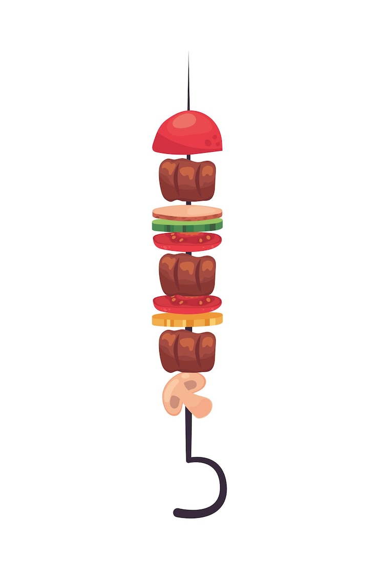 Vector gratuito icono de brocheta a la parrilla fondo blanco aislado