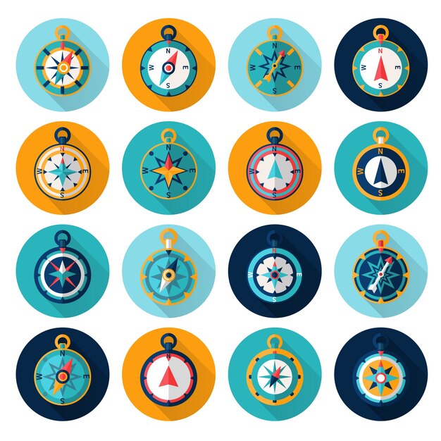 Icono de brújula plano