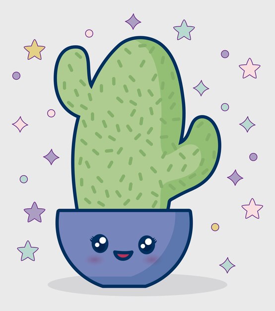 Icono de cactus kawaii