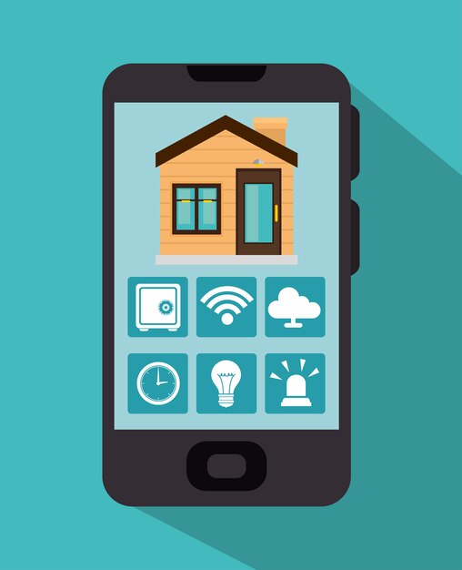 icono de casa inteligente y sus aplicaciones aisladas