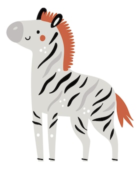 Icono de cebra. lindo animal de safari con rayas negras aisladas sobre fondo blanco