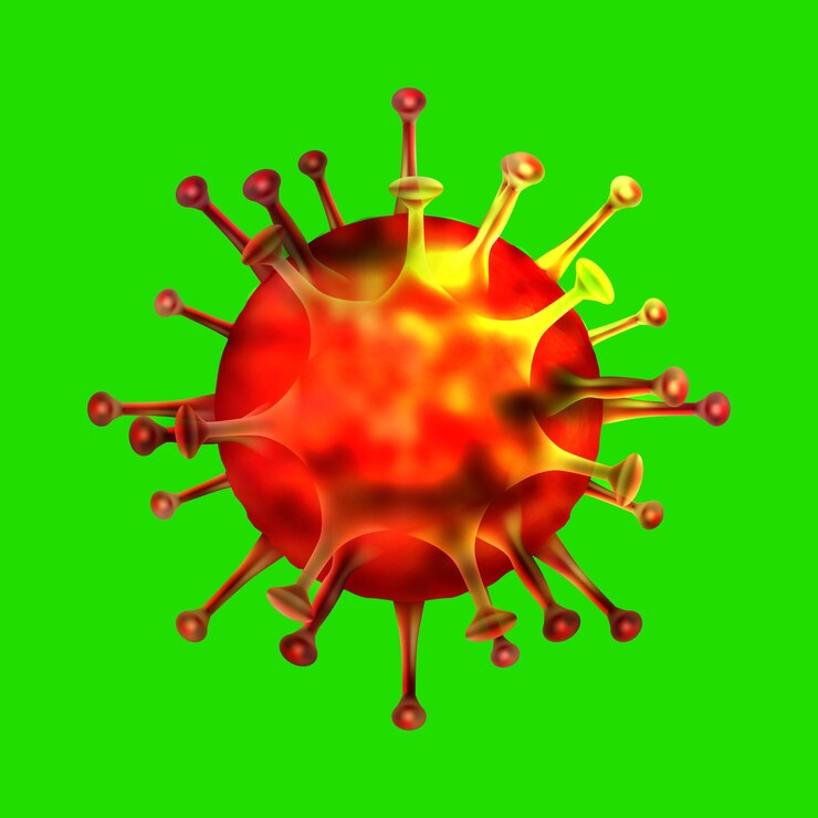 Vector gratuito icono de célula de bacterias de coronavirus 2019ncov nuevas bacterias de coronavirus sin infección y detener los conceptos de coronavirus célula de coronavirus peligrosa en china ilustración vectorial aislada en fondo verde
