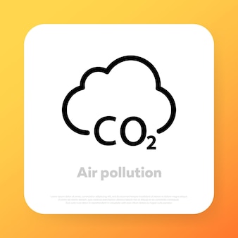 Icono de co2 de contaminación de aire. el coche emite dióxido de carbono. icono de línea vectorial para negocios y publicidad