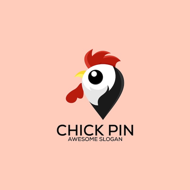 Vector gratuito icono colorido del diseño del logotipo del pin de pollo