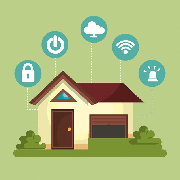 icono de conjunto de tecnología de hogar inteligente