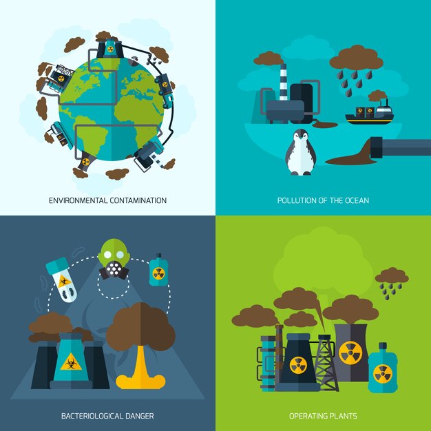 Icono de contaminación plana
