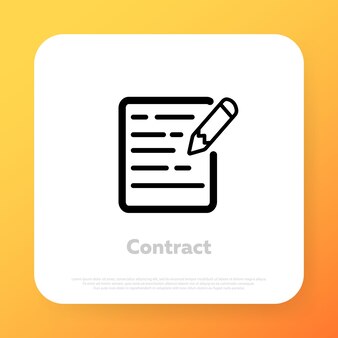 Icono de contrato. documento oficial. acuerdo de trabajo. icono de línea vectorial para negocios y publicidad