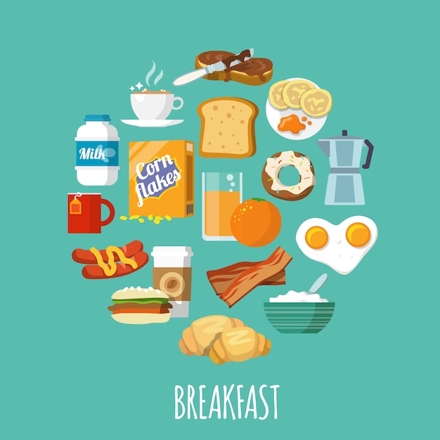 Icono de desayuno plano
