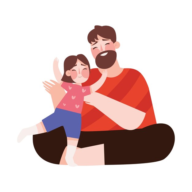 icono del día del padre padre e hija aislado